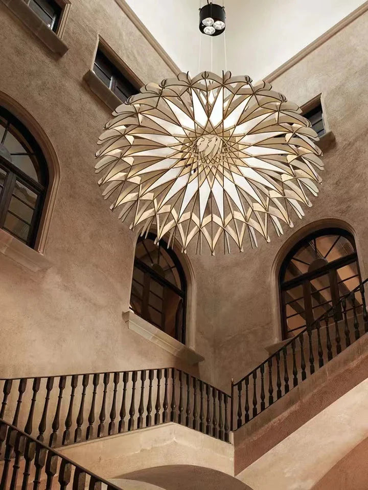 Lampa Wisząca Skandynawska z Drewnianą Kopułą i Regulowaną Wysokością - 5