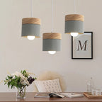 Lampa Wisząca Skandynawska z Drewnianym Kloszem i Metalowym Abażurem - 6