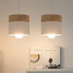 Lampa Wisząca Skandynawska z Drewnianym Kloszem i Metalowym Abażurem - 8