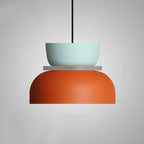 Lampa Wisząca Skandynawska z Dwuczęściowym Kloszem w Stylu Macarons - Duży – Turkusowy/Pomarańczowy