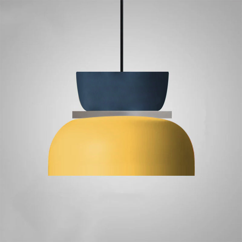 Lampa Wisząca Skandynawska z Dwuczęściowym Kloszem w Stylu Macarons - Duży – Żółty/Niebieski