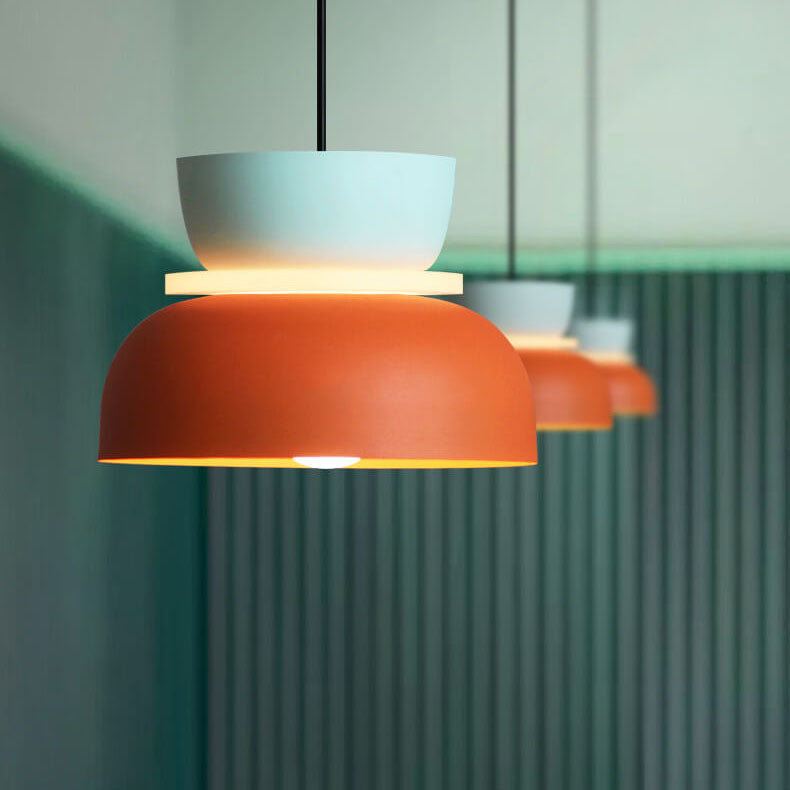 Lampa Wisząca Skandynawska z Dwuczęściowym Kloszem w Stylu Macarons - 14