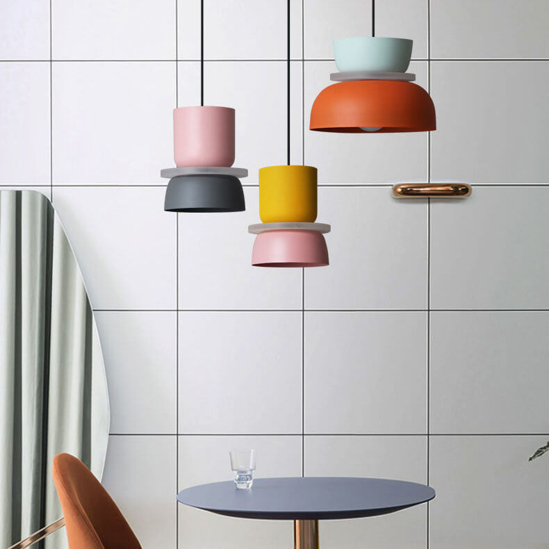 Lampa Wisząca Skandynawska z Dwuczęściowym Kloszem w Stylu Macarons - 17