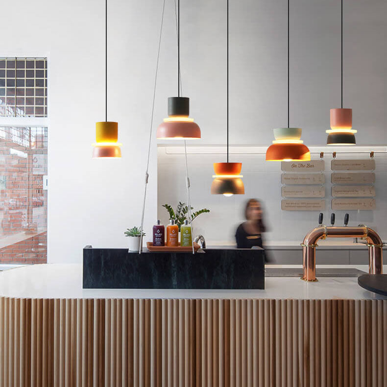 Lampa Wisząca Skandynawska z Dwuczęściowym Kloszem w Stylu Macarons - Mały – Różowy/Niebieski