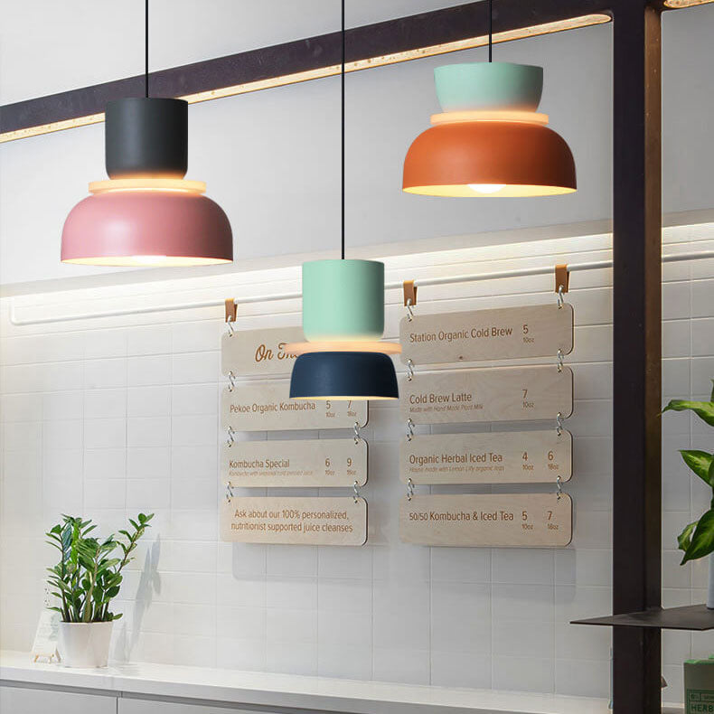 Lampa Wisząca Skandynawska z Dwuczęściowym Kloszem w Stylu Macarons - Mały – Zielony/Niebieski