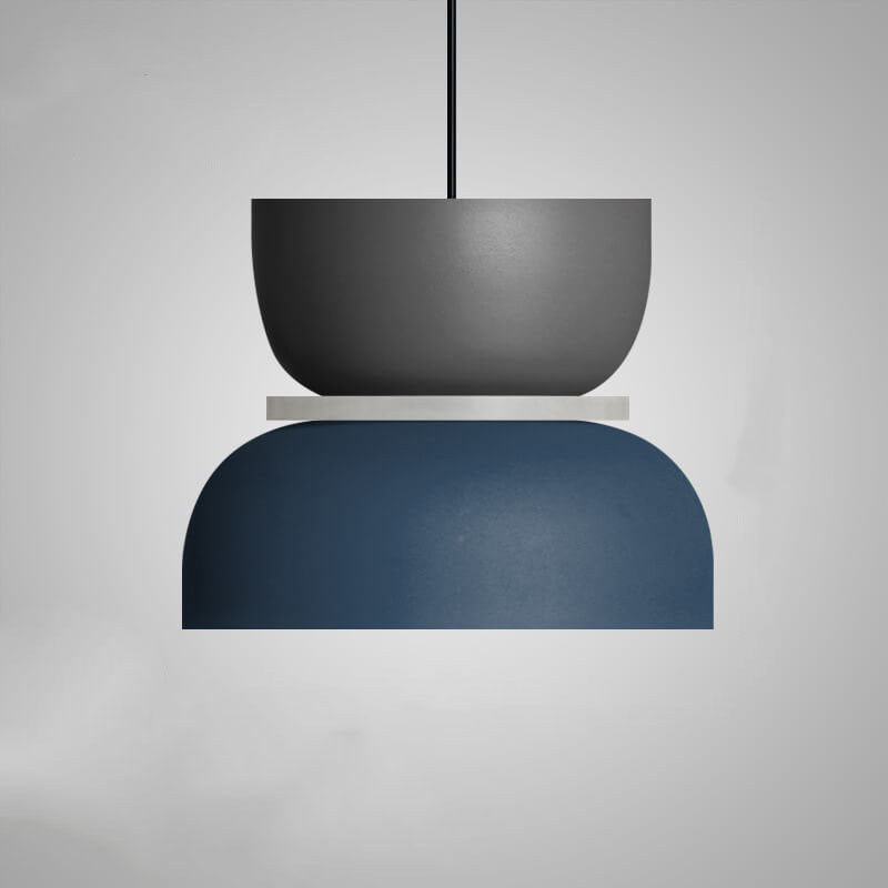 Lampa Wisząca Skandynawska z Dwuczęściowym Kloszem w Stylu Macarons - Średni – Szary/Niebieski