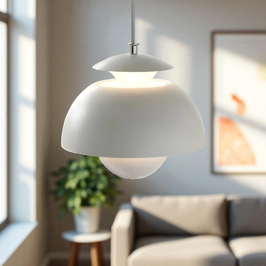 Lampa Wisząca Skandynawska z Kloszem w Kształcie Kuli - Biały
