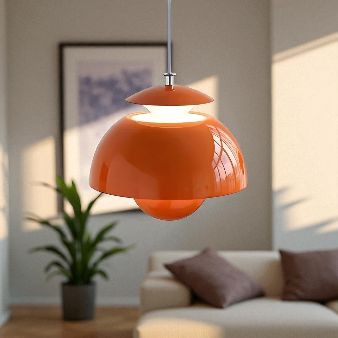 Lampa Wisząca Skandynawska z Kloszem w Kształcie Kuli - Pomarańczowy