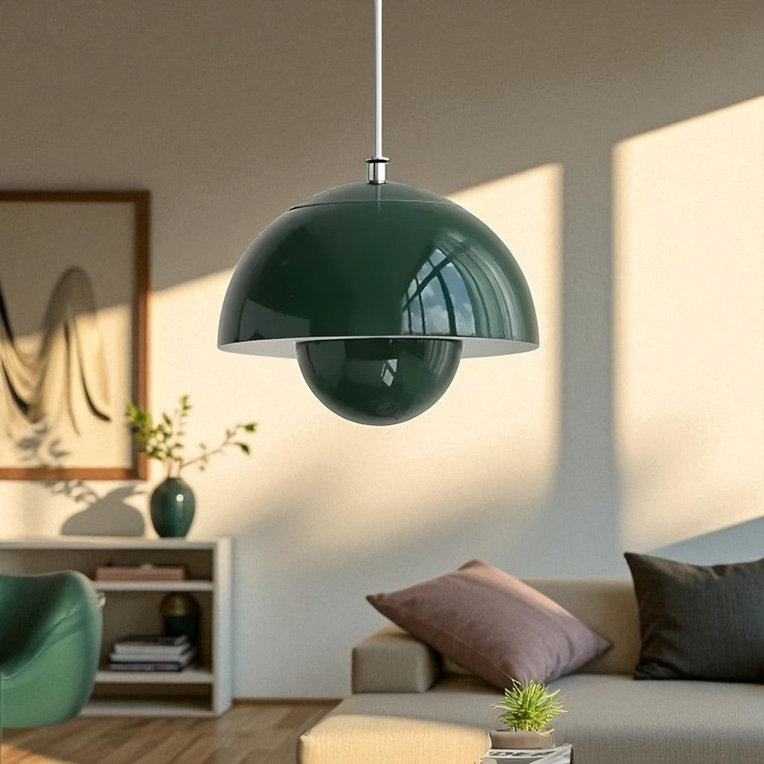 Lampa Wisząca Skandynawska z Kloszem w Kształcie Kuli - Zielony