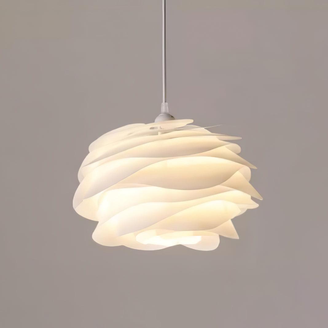 Lampa Wisząca Skandynawska z Kloszem w Kształcie Kwiatu - Biały klosz PVC