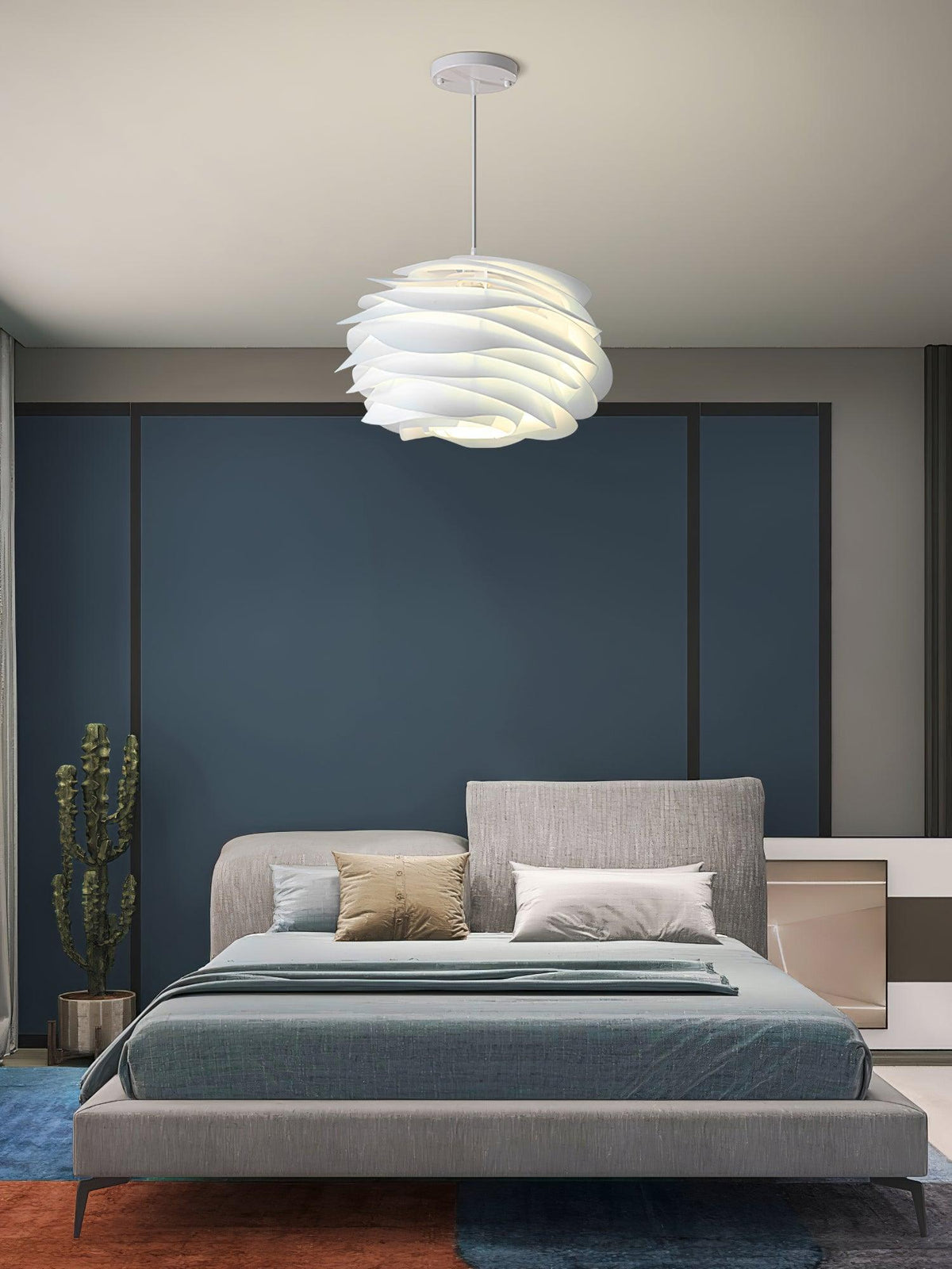 Lampa Wisząca Skandynawska z Kloszem w Kształcie Kwiatu - 13