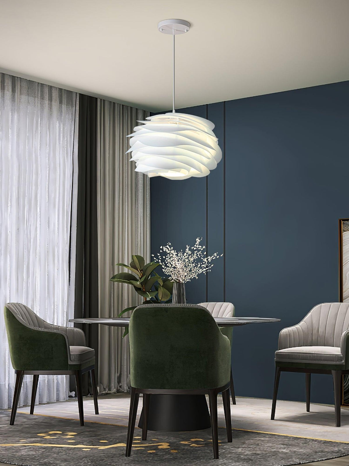 Lampa Wisząca Skandynawska z Kloszem w Kształcie Kwiatu - 16
