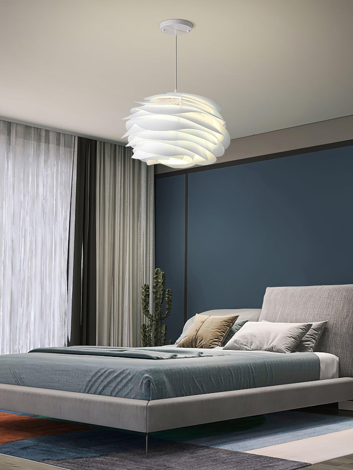 Lampa Wisząca Skandynawska z Kloszem w Kształcie Kwiatu - 17