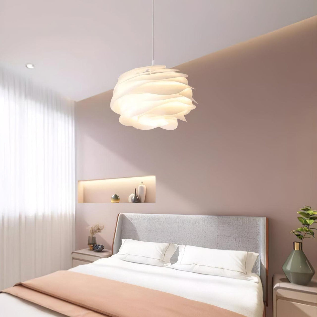 Lampa Wisząca Skandynawska z Kloszem w Kształcie Kwiatu - 6
