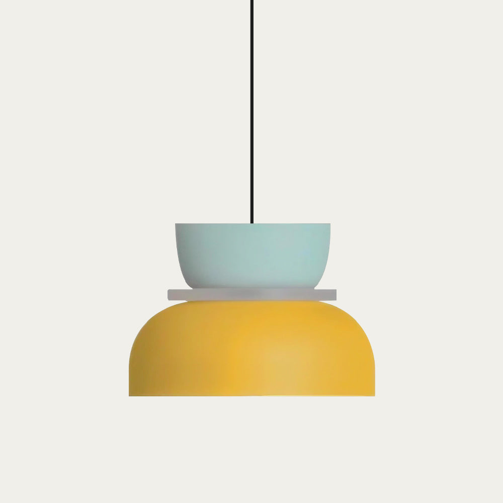Lampa Wisząca Skandynawska z Kolorowym Kloszem - Jasnoniebieski/Żółty