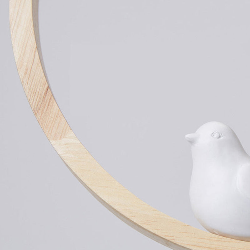 Lampa Wisząca Skandynawska z Okrągłą Ramą i Figurką Ptaka - 11