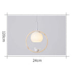 Lampa Wisząca Skandynawska z Okrągłą Ramą i Figurką Ptaka - 13
