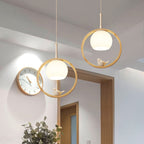 Lampa Wisząca Skandynawska z Okrągłą Ramą i Figurką Ptaka - 4
