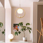 Lampa Wisząca Skandynawska z Okrągłą Ramą i Figurką Ptaka - 7