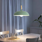 Lampa Wisząca Skandynawska z Okrągłym Kloszem i Drewnianym Akcentem - 17