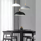 Lampa Wisząca Skandynawska z Okrągłym Kloszem i Drewnianym Akcentem - 33