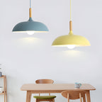 Lampa Wisząca Skandynawska z Okrągłym Kloszem i Drewnianym Akcentem - 34