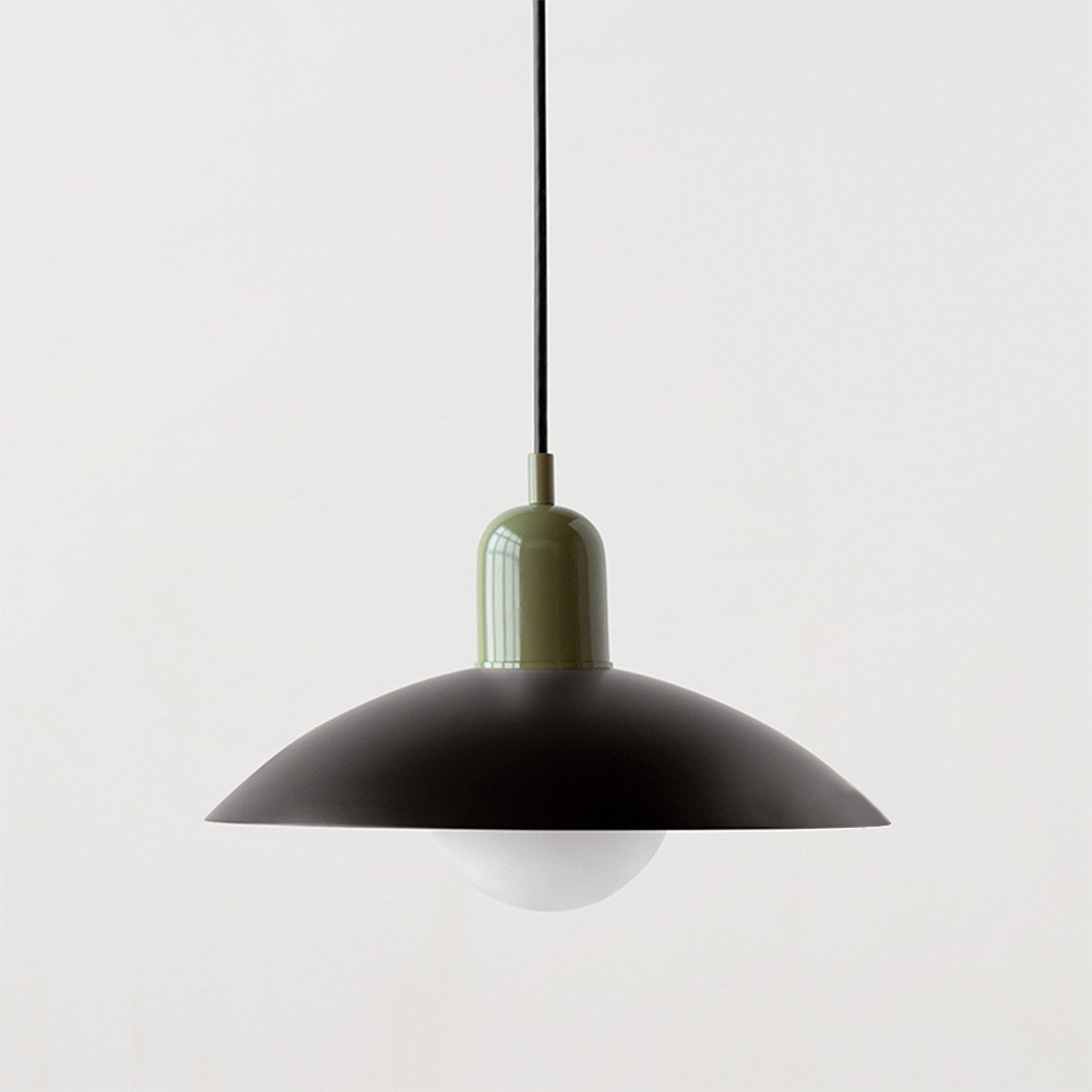 Lampa Wisząca Skandynawska z Okrągłym Kloszem i Regulowanym Przewodem - Czarny