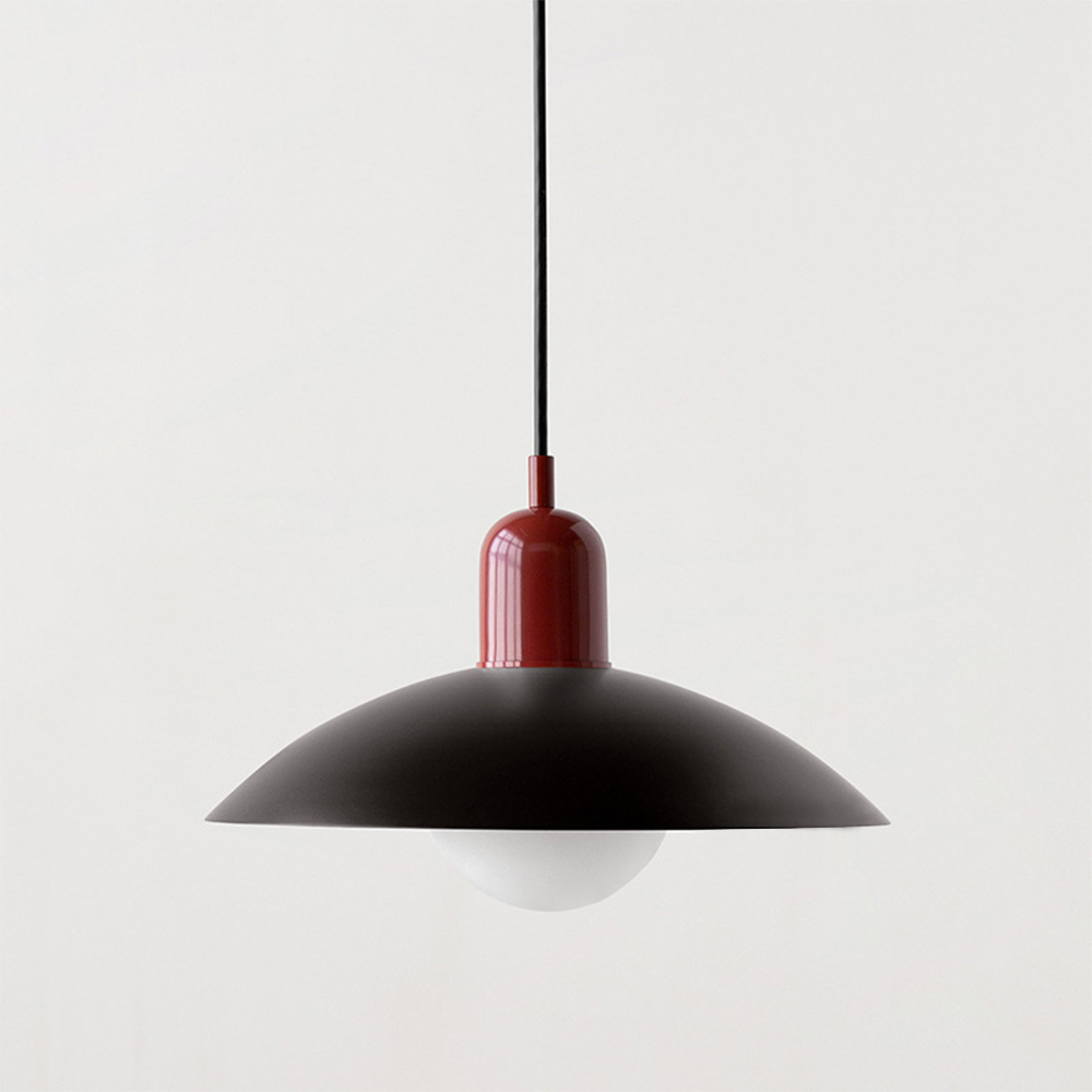 Lampa Wisząca Skandynawska z Okrągłym Kloszem i Regulowanym Przewodem - Czarny