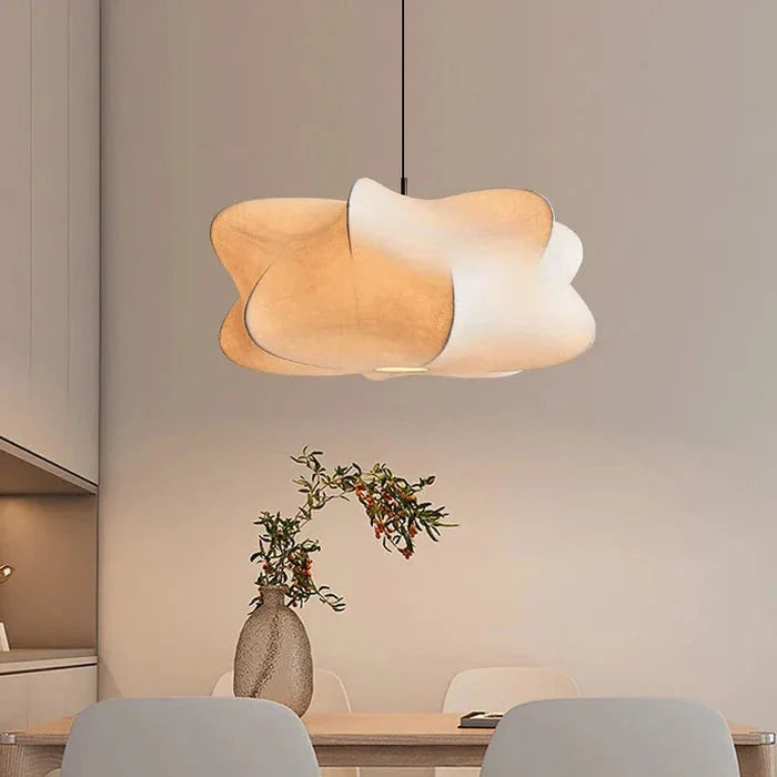 Lampa Wisząca Skandynawska z Organicznym Kloszem w Stylu Wabi Sabi - Beżowy