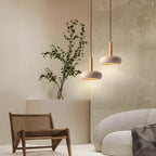 Lampa Wisząca Skandynawska z Trawertynu z Drewnianym Akcentem - 5