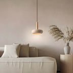 Lampa Wisząca Skandynawska z Trawertynu z Drewnianym Akcentem - 7