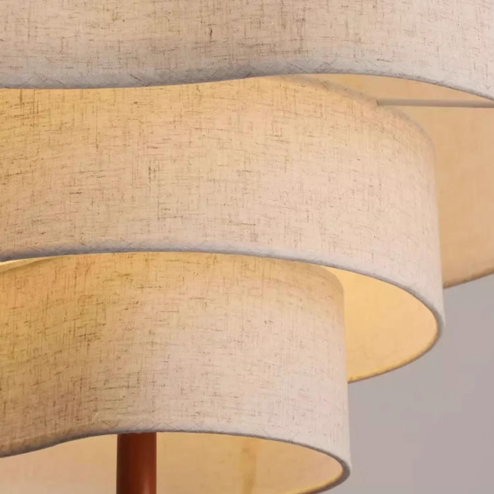 Lampa Wisząca Skandynawska z Trzema Poziomami Abażura i Drewnianym Detalem - 6