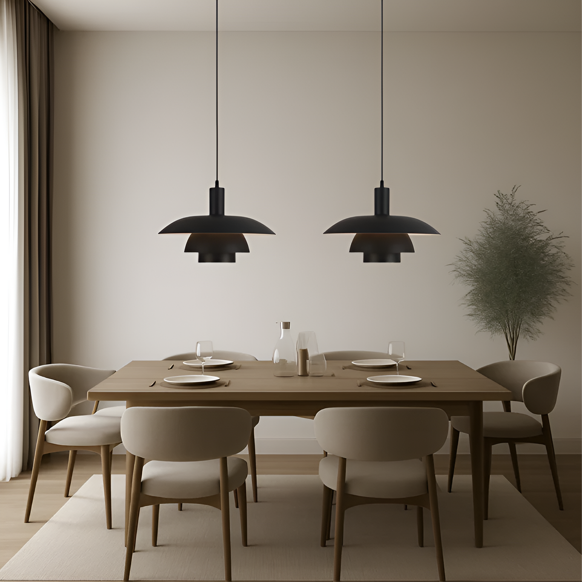 Lampa Wisząca Skandynawska z Trzema Poziomami Klosza i Ściemniaczem - 9