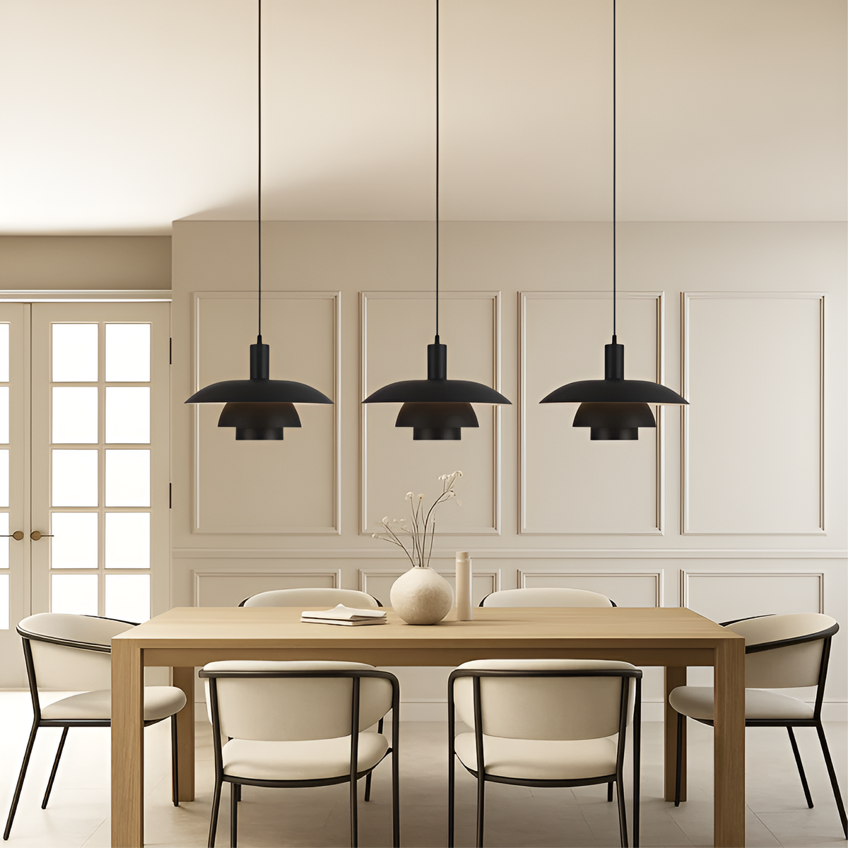 Lampa Wisząca Skandynawska z Trzema Poziomami Klosza i Ściemniaczem - 10