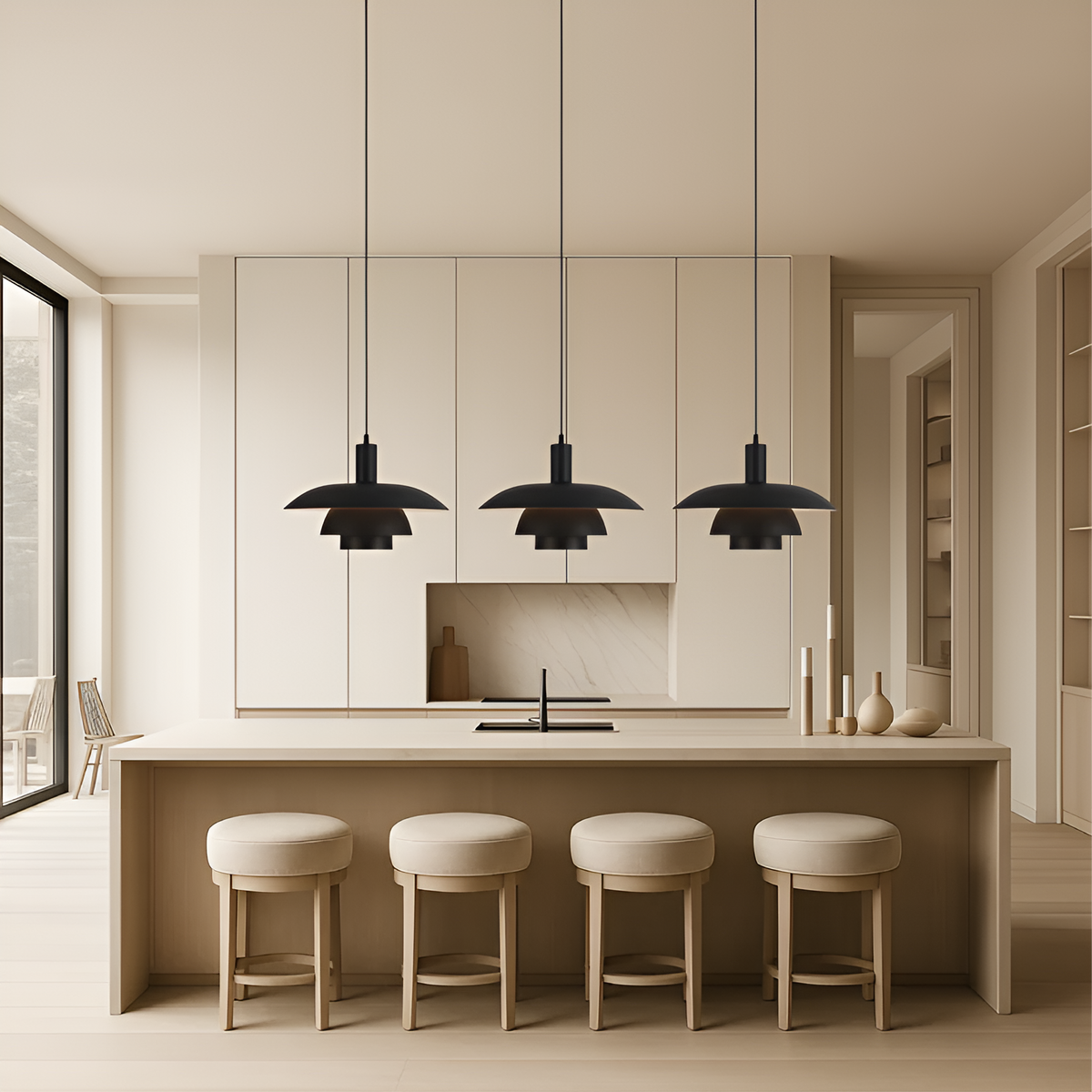 Lampa Wisząca Skandynawska z Trzema Poziomami Klosza i Ściemniaczem - 14