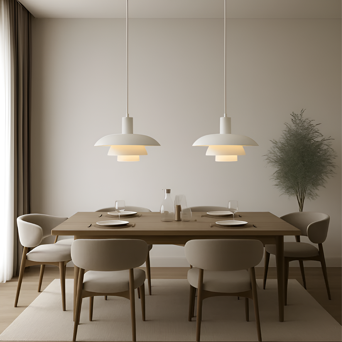 Lampa Wisząca Skandynawska z Trzema Poziomami Klosza i Ściemniaczem - 19