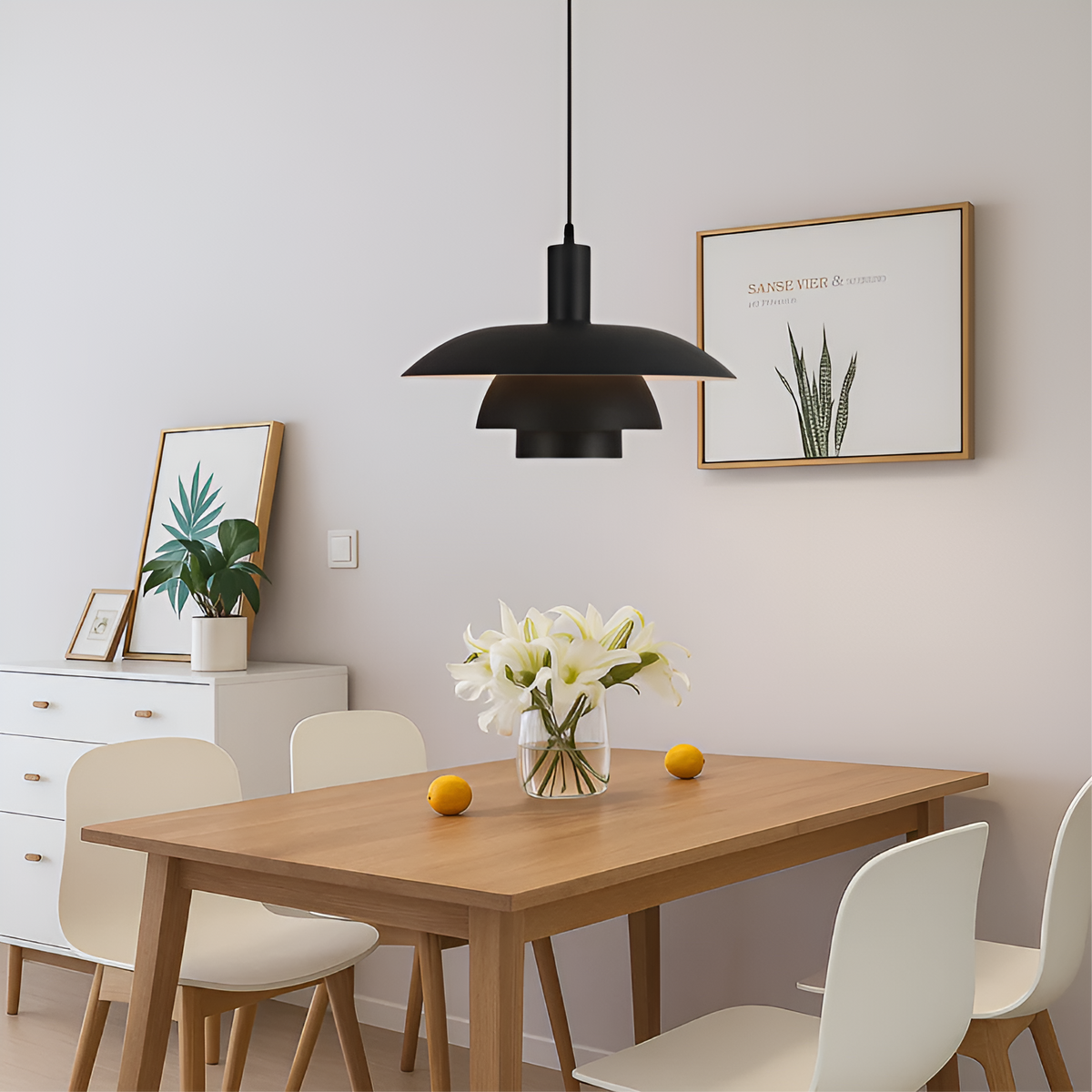 Lampa Wisząca Skandynawska z Trzema Poziomami Klosza i Ściemniaczem