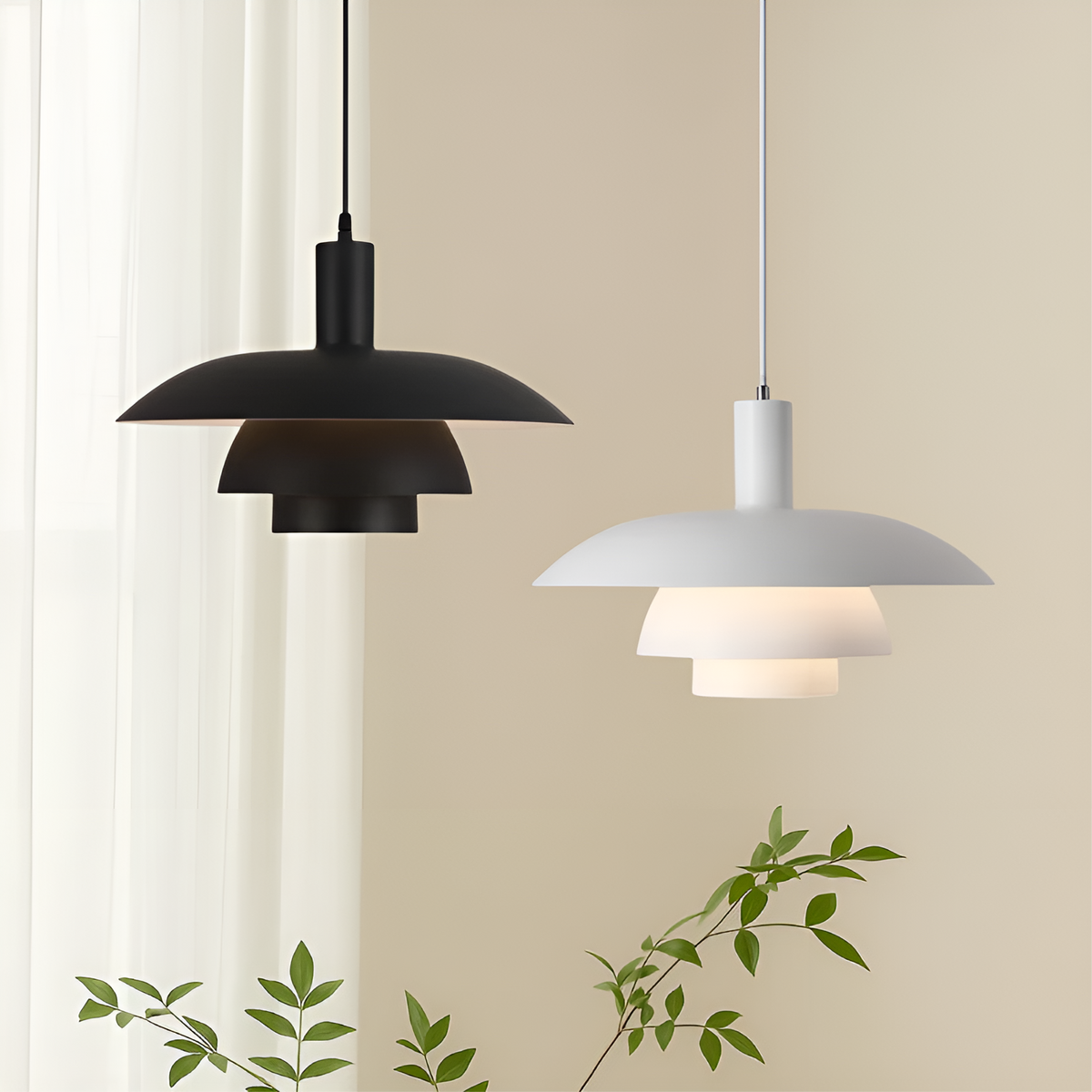 Lampa Wisząca Skandynawska z Trzema Poziomami Klosza i Ściemniaczem
