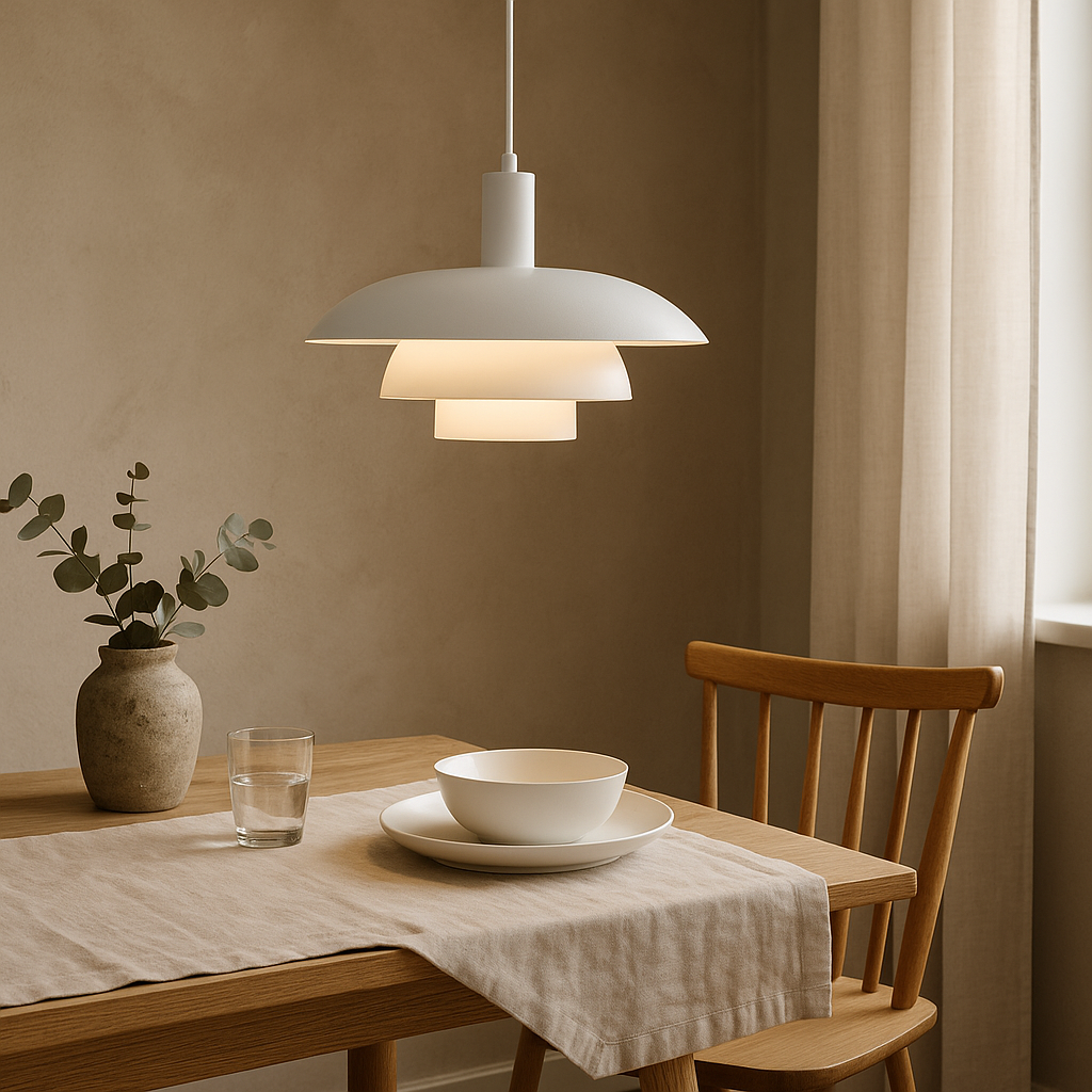 Lampa Wisząca Skandynawska z Wbudowanym LED i Ściemniaczem - Biały