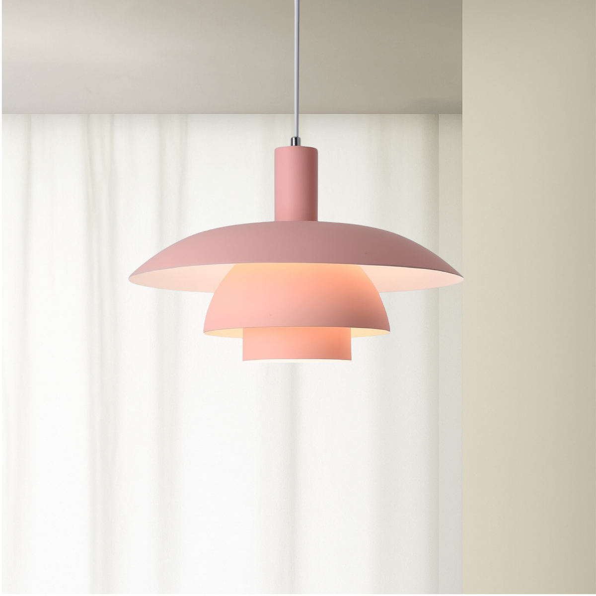 Lampa Wisząca Skandynawska z Wbudowanym LED i Ściemniaczem - Różowy