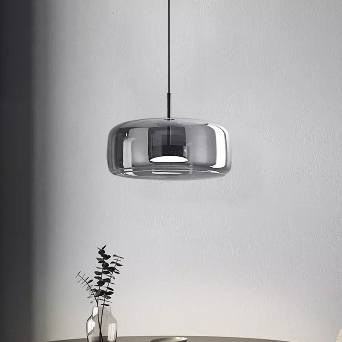 Lampa Wisząca Skandynawska ze Szklanym Kloszem i Wbudowanym LED - B - Szary