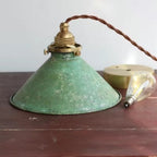 Lampa Wisząca Vintage Rustykalna z Metalowym Kloszem w Kształcie Stożka - Zielony