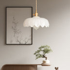 Lampa Wisząca Vintage Tulipanowa z Kloszem Szklanym i Oprawką Mosiężną - 10