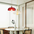 Lampa Wisząca Vintage Tulipanowa z Kloszem Szklanym i Oprawką Mosiężną - 15