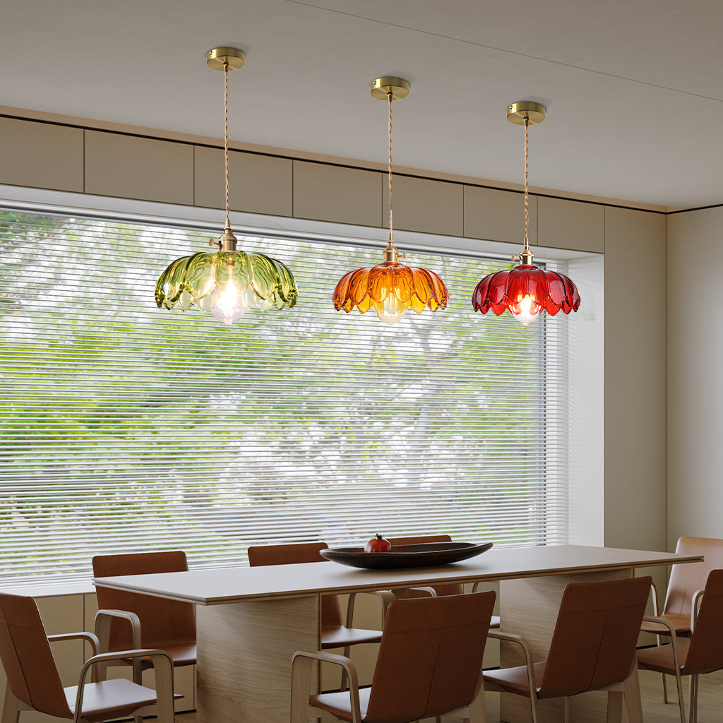 Lampa Wisząca Vintage Tulipanowa z Kloszem Szklanym i Oprawką Mosiężną - 16