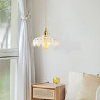Lampa Wisząca Vintage Tulipanowa z Kloszem Szklanym i Oprawką Mosiężną - 6