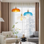 Lampa Wisząca Vintage Tulipanowa z Kloszem Szklanym i Oprawką Mosiężną - 7
