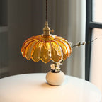 Lampa Wisząca Vintage Tulipanowa z Kloszem Szklanym i Oprawką Mosiężną - 8