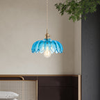 Lampa Wisząca Vintage Tulipanowa z Kloszem Szklanym i Oprawką Mosiężną - 9