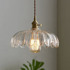 Lampa Wisząca Vintage z Kloszem w Kształcie Kwiatu - Przezroczysty